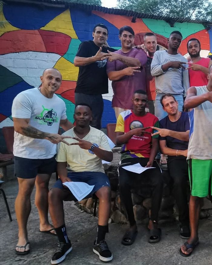 Stefan with a group of guys he mentors