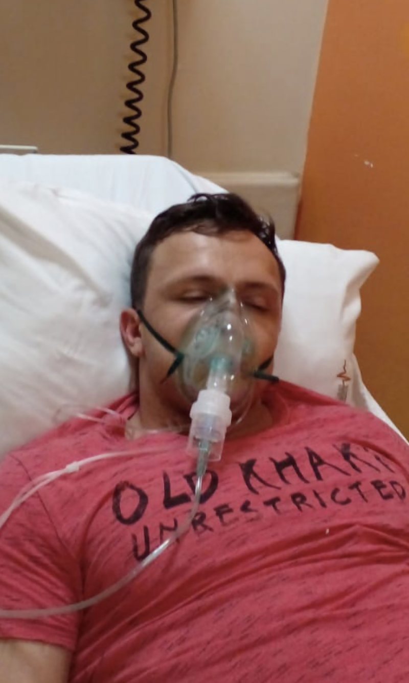 Stefan in hospital during recovery